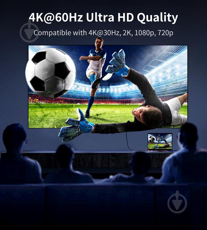Адаптер Choetech Type-C до HDMI чорний (ADAPT-CHOE-HUB-H04) - фото 5
