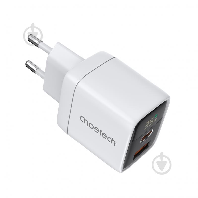 Мережевий зарядний пристрій Choetech PD35W USB 1A+1C з дисплеєм (PD6052-EU-WH) - фото 2