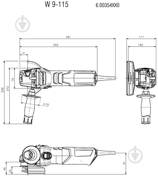 Болгарка (угловая шлифмашина) Metabo W9-115 M-Quick 600371010 - фото 2
