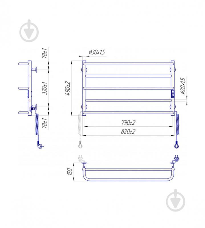 Полотенцесушитель электрический Mario Люкс Сіти-І 500х830/150 TR KT (2.3.6302.11.P) - фото 8