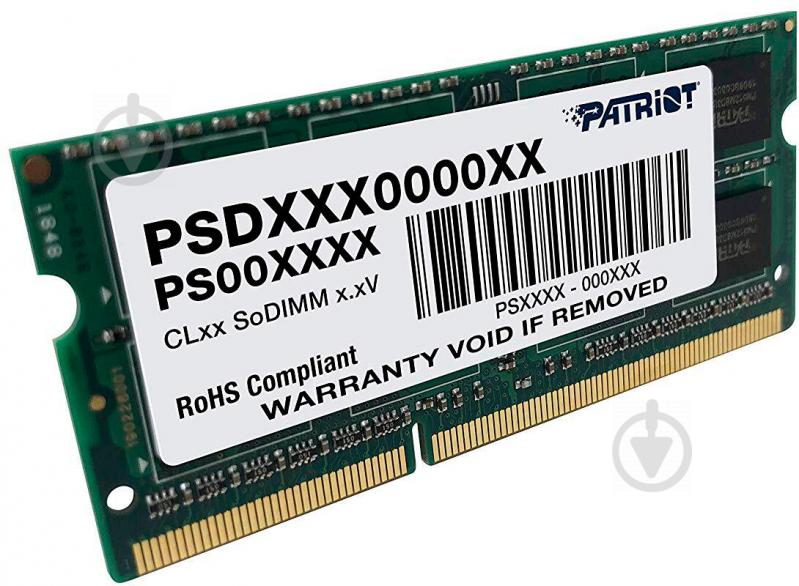 Оперативна пам'ять Patriot SODIMM DDR3 4 GB (1x4GB) 1333 MHz (PSD34G13332S) - фото 2