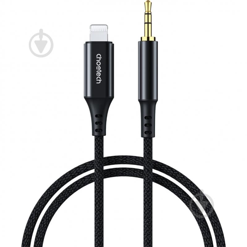 Кабель Choetech Lightning (non-MFi) - AUX 3,5 мм male (AUX007) 1 м чорний (CAB-CHOE-LIGHT-AUX-1) - фото 1