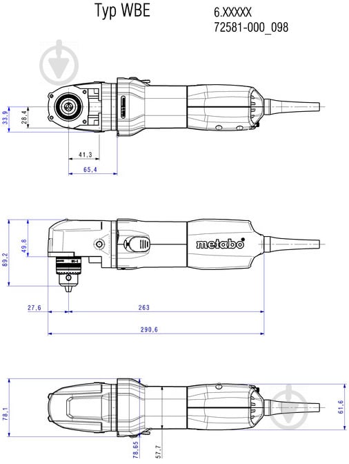 Дриль кутовий Metabo WBE 700 600512000 - фото 2