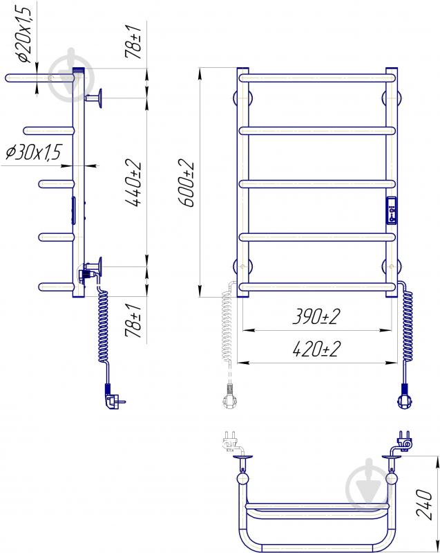 Полотенцесушитель электрический Mario Эпика -І 600х422 - фото 7