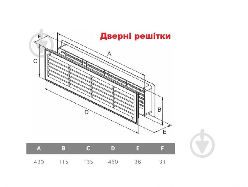 Решітка AirRoxy дверна 115x430 пластик бежевий - фото 6