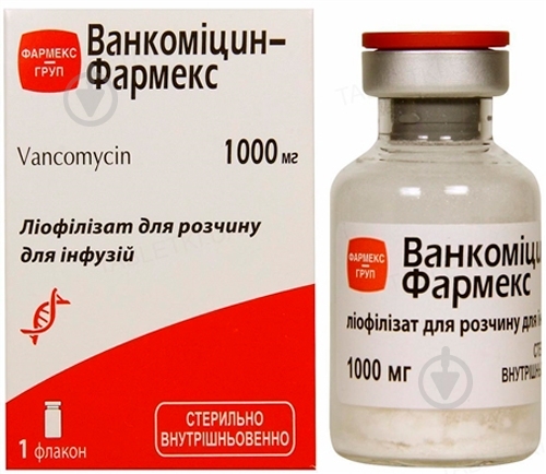 Ванкоміцин-вокате для р-ну д/інф. по 1000 мг №1 у флак. ліофілізат - фото 1