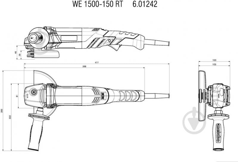 Болгарка (кутова шліфмашина) Metabo WE 1500-150 RT 601242000 - фото 9 Болгарка (кутова шліфмашина) Metabo WE 1500-150 RT 601242000 - фото 9