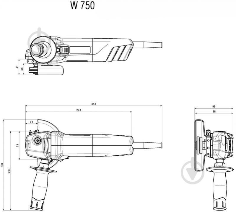 Болгарка (угловая шлифмашина) Metabo W 750-115 603604500 пластиковый кейс - фото 10