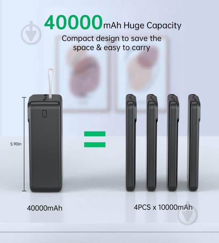 Повербанк Choetech B731 40000 mAh (POW-CHOE-B731) 22,5W Fast charging з LED-дисплеєм - фото 3