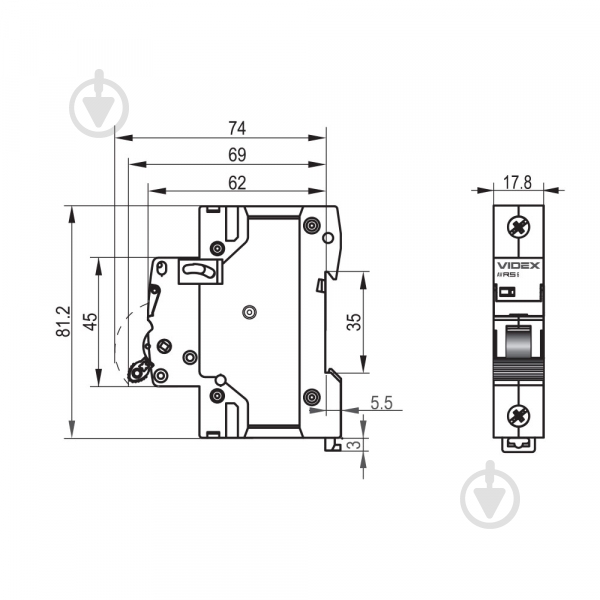 Автоматический выключатель Videx VF-RS6-AV1C06 26545 - фото 4