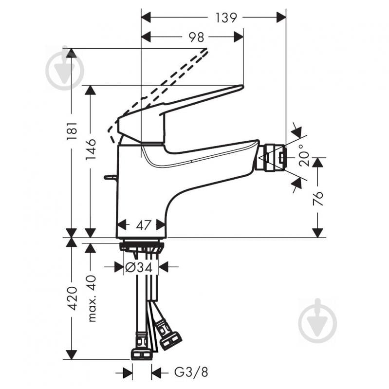 Змішувач для біде Hansgrohe Novus Loop 70 71233000 - фото 2