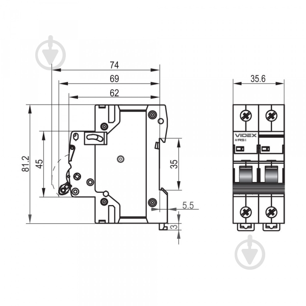 Автоматический выключатель Videx VF-RS6-AV2C63 26577 - фото 4