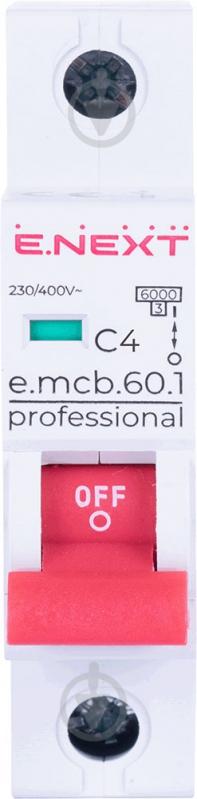 Автоматичний вимикач E.NEXT e.mcb.pro.60.1.C4 1р 4А C 6кА p042004 - фото 2