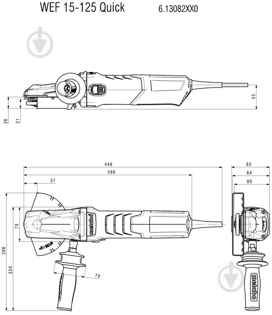 Болгарка (угловая шлифмашина) Metabo WEF 15-150 QUICK с педалью и плоским редуктором 613085000 - фото 13