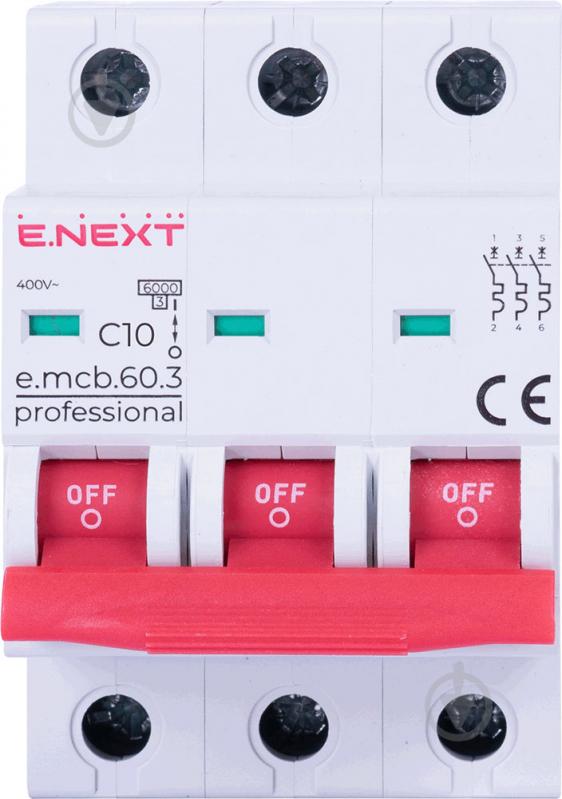 Автоматический выключатель E.NEXT e.mcb.pro.60.3.C 10 new 3р 10А C 6кА new p042030 - фото 2