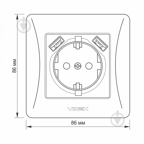 Розетка + USB с заземлением Videx Binera IP20 белый VF-BNSK1GU2-W - фото 4