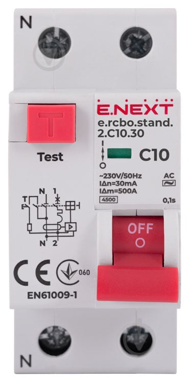 Дифференциальный автомат E.NEXT e.rcbo.stand.2.C10.30 1P+N 10А С 30мА s034102 - фото 2