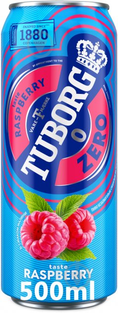 Пиво безалкогольне Tuborg 0.5% Zero №0 taste Raspberry світле фільтроване №0 з/б 0,5 л - фото 1