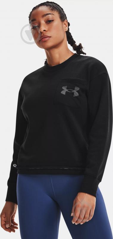 Світшот Under Armour Rival Fleece Mesh Crew 1365847-001 р. S/M чорний - фото 1