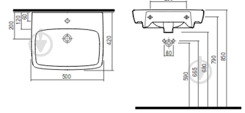 Умывальник Kolo Nova Pro 50 cм (M31151000) - фото 2 Умывальник Kolo Nova Pro 50 cм (M31151000) - фото 2
