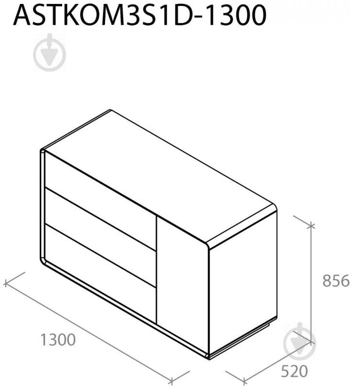 Комод Aqua Rodos Astrid ASTKOM3S1D-1300-white-oak-moras белый матовый/дуб морас - фото 2