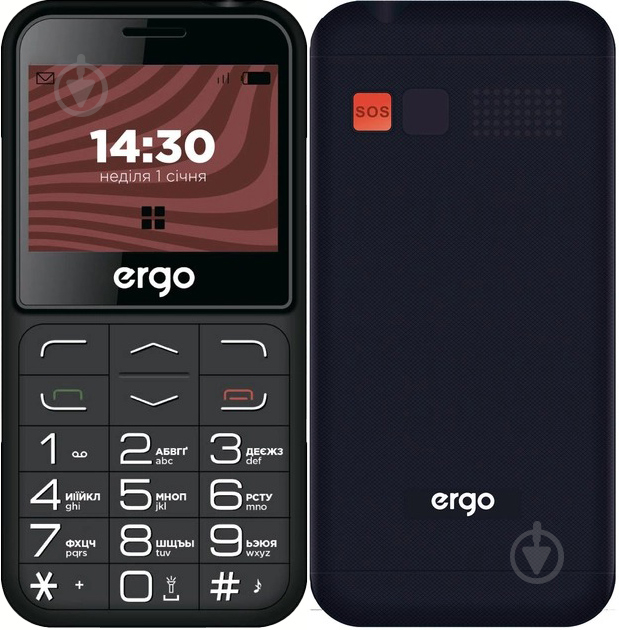 Мобільний телефон Ergo R231 Dual Sim black R231 Black - фото 1