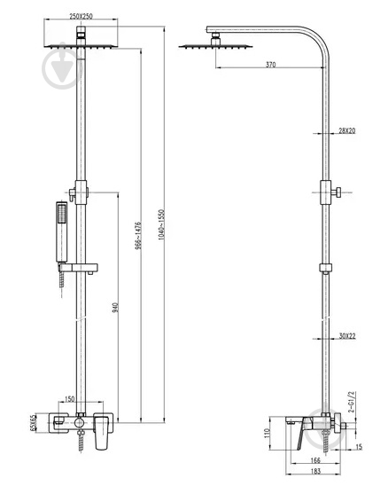 Душова система TOPAZ ODISS TO 18202-H66-BL - фото 5 Душова система TOPAZ ODISS TO 18202-H66-BL - фото 5