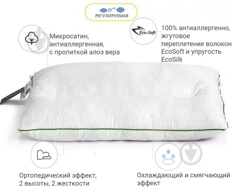 Подушка ортопедическая DeLuxe EcoSoft Aloe Vera 564ортопедическая 50х70 см (2200000625151) MirSon - фото 3