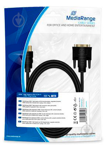 Кабель MediaRange HDMI - DVI 2 м black (MRCS118) - фото 1