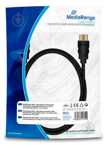 Кабель MediaRange HDMI-HDMI 1,5 м black (MRCS139) - фото 1