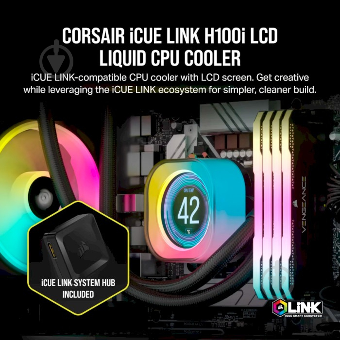 Система водяного охолодження Corsair iCUE Link H100i LCD RGB (CW-9061007-WW) Black - фото 11