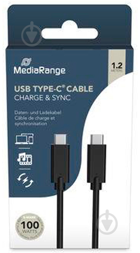 Кабель MediaRange USB3.1 C-C 1,2 м black (MRCS214) - фото 1