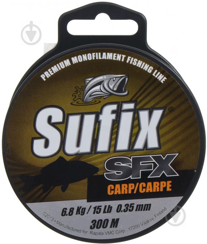 Леска Sufix SFX CARP Self Hang Spool 300м 0,35мм 6,8кг зеленая - фото 1