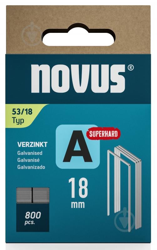 Скоби для ручного степлера Novus NOVUS А53 18 мм тип 53 (А) 800 шт. 042-0782 - фото 2 Скоби для ручного степлера Novus NOVUS А53 18 мм тип 53 (А) 800 шт. 042-0782 - фото 2