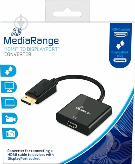 Переходник MediaRange Displayport to HDMI черный (MRCS175) - фото 1