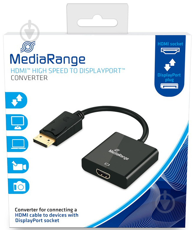 Переходник MediaRange Displayport to HDMI черный (MRCS177) - фото 1