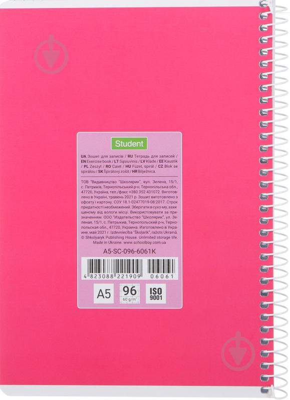 Тетрадь школьная А5 96 листов в клеточку A5-SC-096-6061K Student Школярик - фото 37