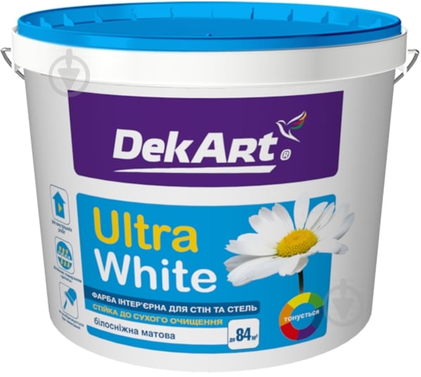 Краска акриловая DekArt Ultra White мат білий 12,6 кг - фото 1