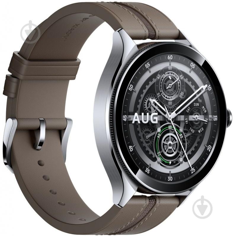 Смарт-годинник Xiaomi Watch 2 Pro BT Silver with Brown Leather Strap silver (1006733) - фото 1