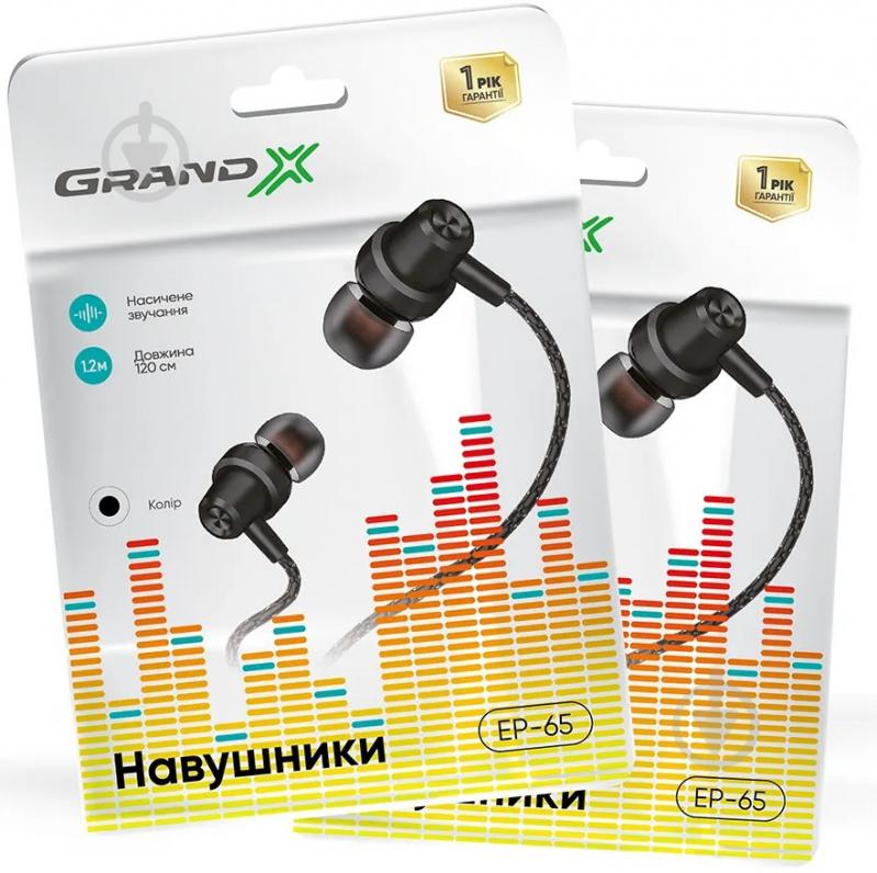 Наушники Grand-X black (EP-65B) - фото 2 Наушники Grand-X black (EP-65B) - фото 2