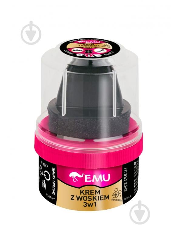Крем VACO EMU с воском для обуви 3в1 черный 50 мл - фото 1