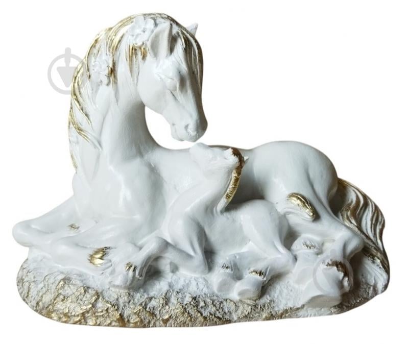 Статуэтка декоративная Наша Кераміка Конь мама 20х30х19 см белый с золотым - фото 1 Статуэтка декоративная Наша Кераміка Конь мама 20х30х19 см белый с золотым - фото 1
