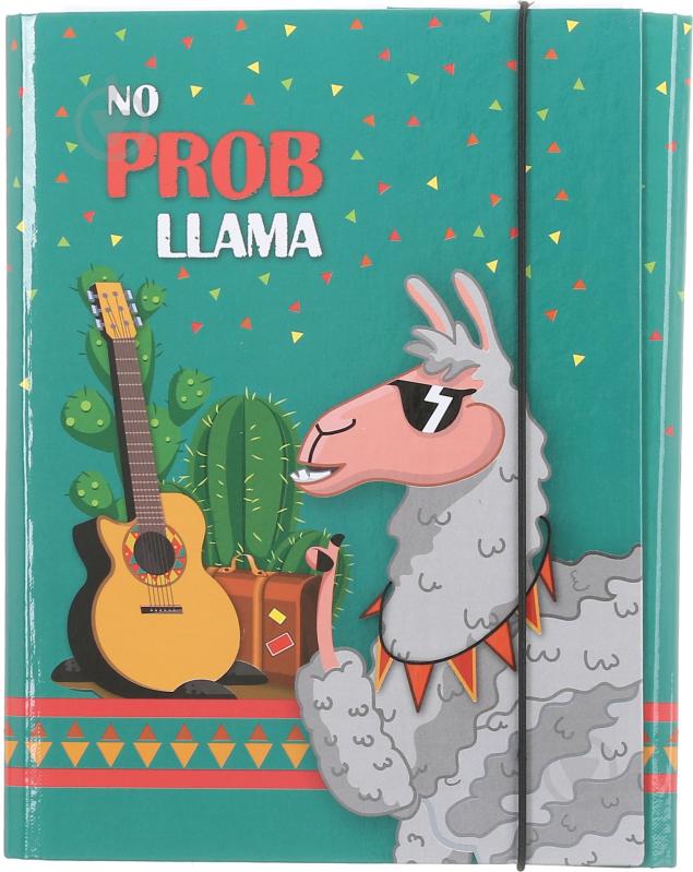 Папка для зошитів No prob Lama 20х25 на резинці зелена iTEM - фото 1