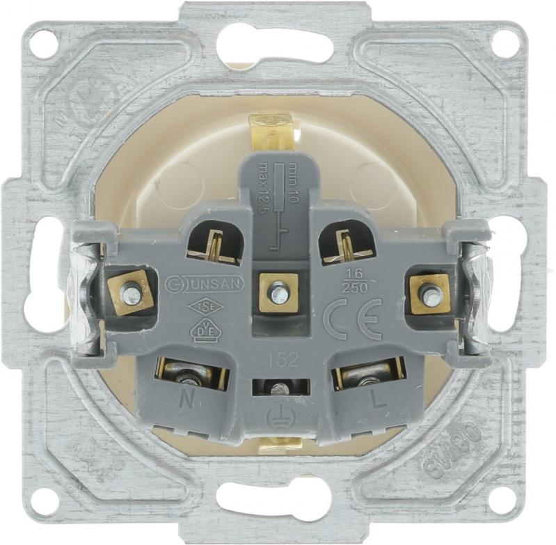 Розетка із заземленням Gunsan Visage без шторок без кришки кремовий 15 28 12 00 152 115 - фото 3