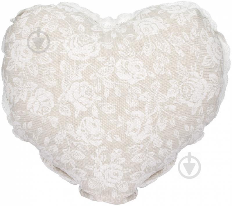 Подушка декоративна серце White Rose 35x30 см білий із сірим Прованс - фото 1