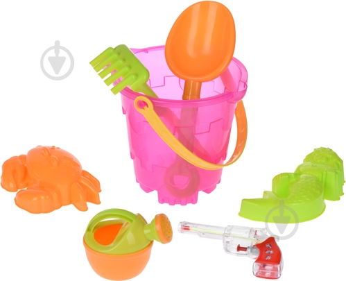Набор для песочницы Same Toy Ведерко розовое 6 элементов 882Ut-2 - фото 1