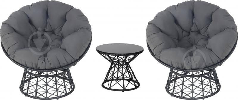 Комплект меблів Indigo ЛІЛІ столик 54x54x48 см + 2 крісла 90х82х79 см графіт
