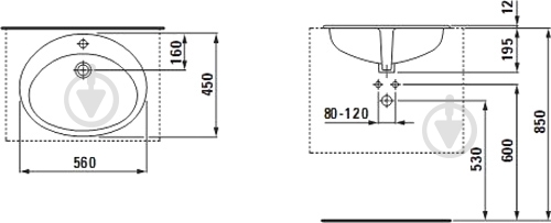 Умывальник Laufen Indova 57х45 см - фото 3