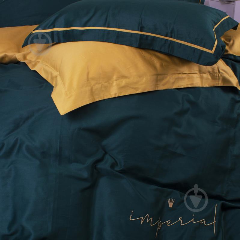 Комплект постельного белья Сатин Imperial Satin Messina 220х240 см бежевый/синий MirSon - фото 4