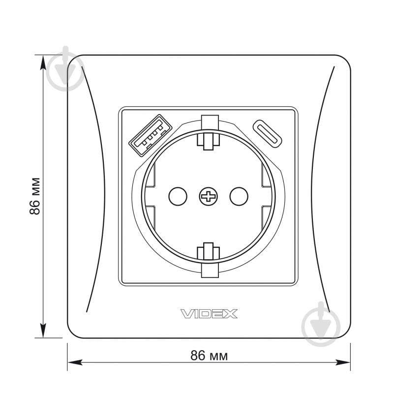 Розетка USB побутова + USB + Type C із заземленням Binera IP20 чорний 27865 - фото 5